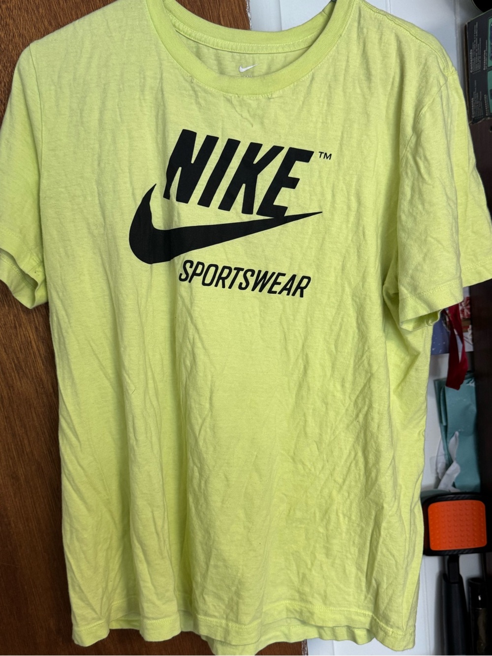 Nike Short Sleeve Sportswear Tee — Neon Yellow with Black Logo